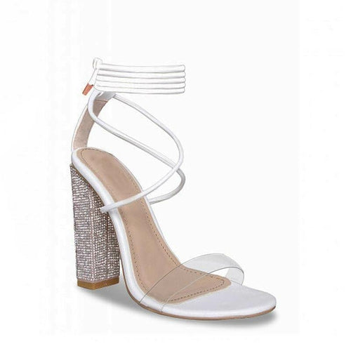 White Transparent Belt Sandals
