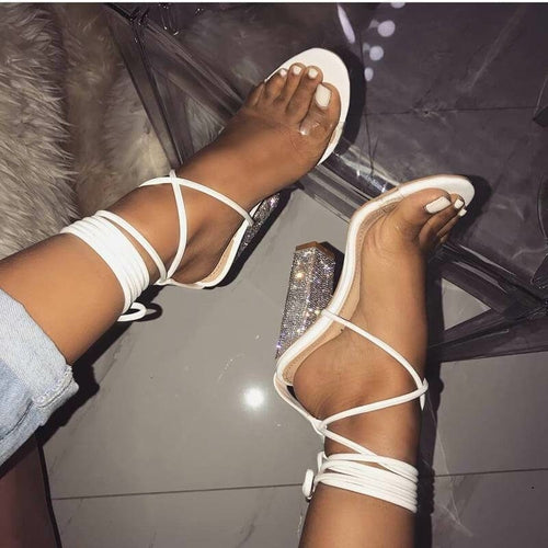 White Transparent Belt Sandals